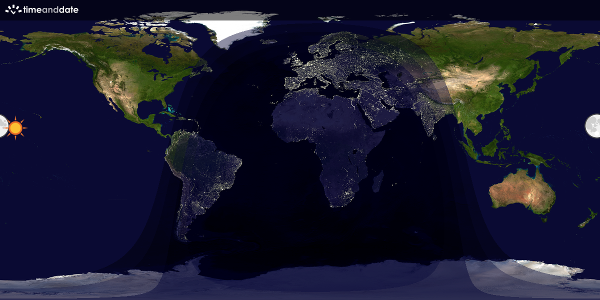 Verdenskart som viser dag og natt 
