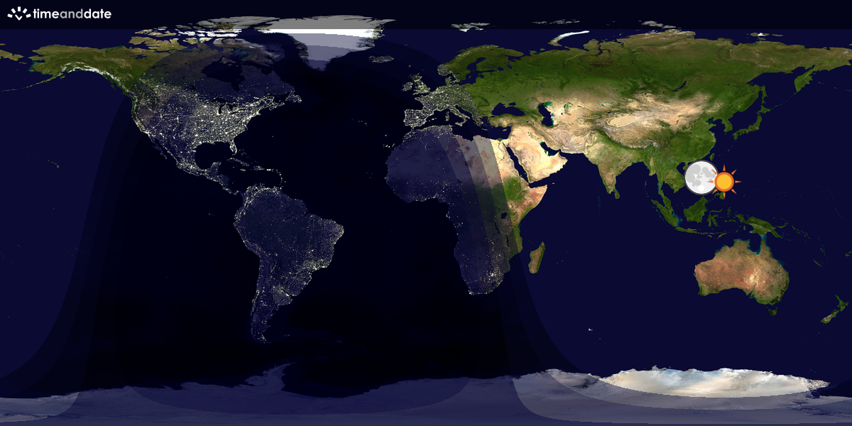 Verdenskart som viser dag og natt 