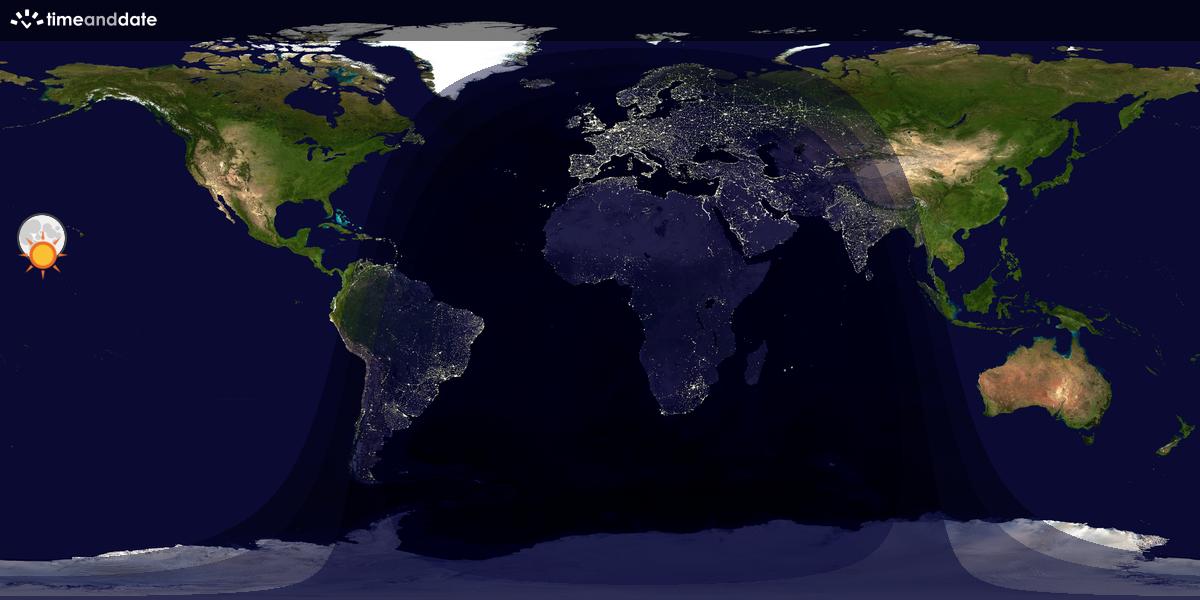 Verdenskart som viser dag og natt 