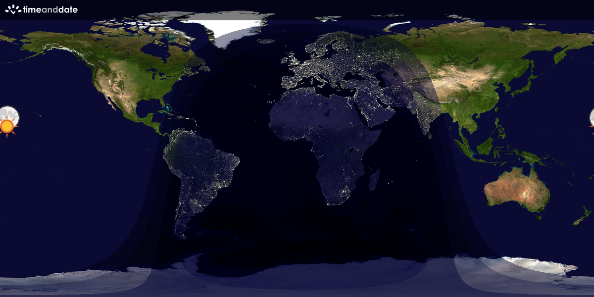Verdenskart som viser dag og natt 