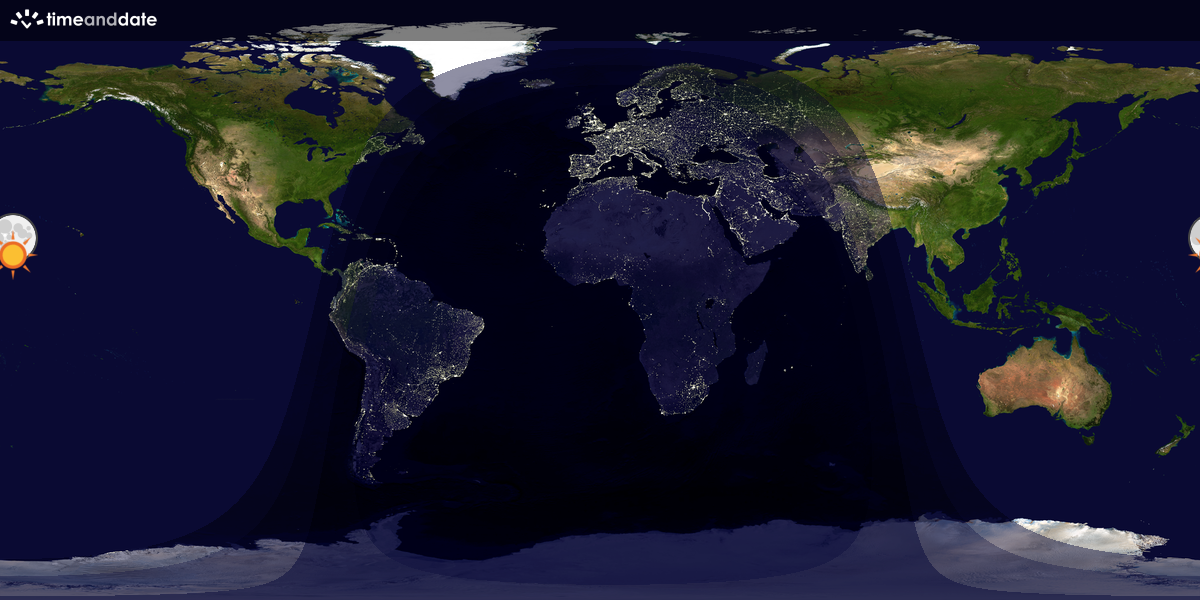 Verdenskart som viser dag og natt 