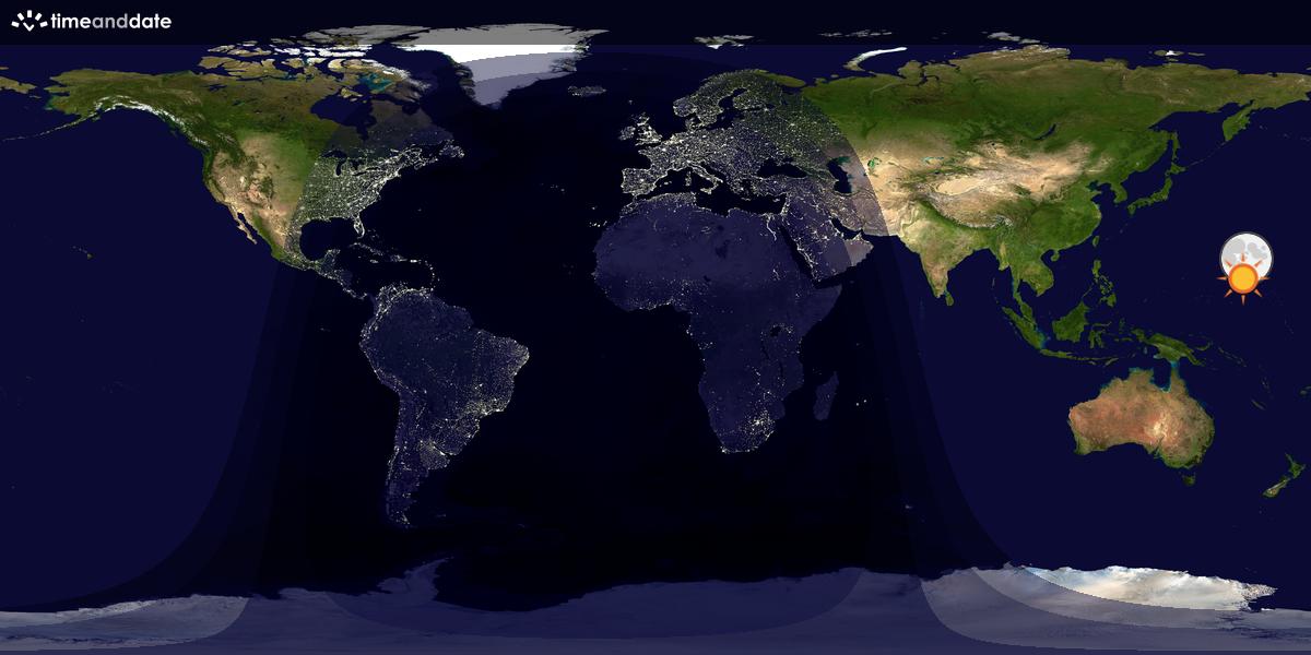 Verdenskart som viser dag og natt 