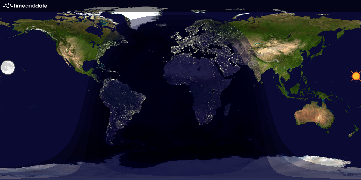 Verdenskart som viser dag og natt 