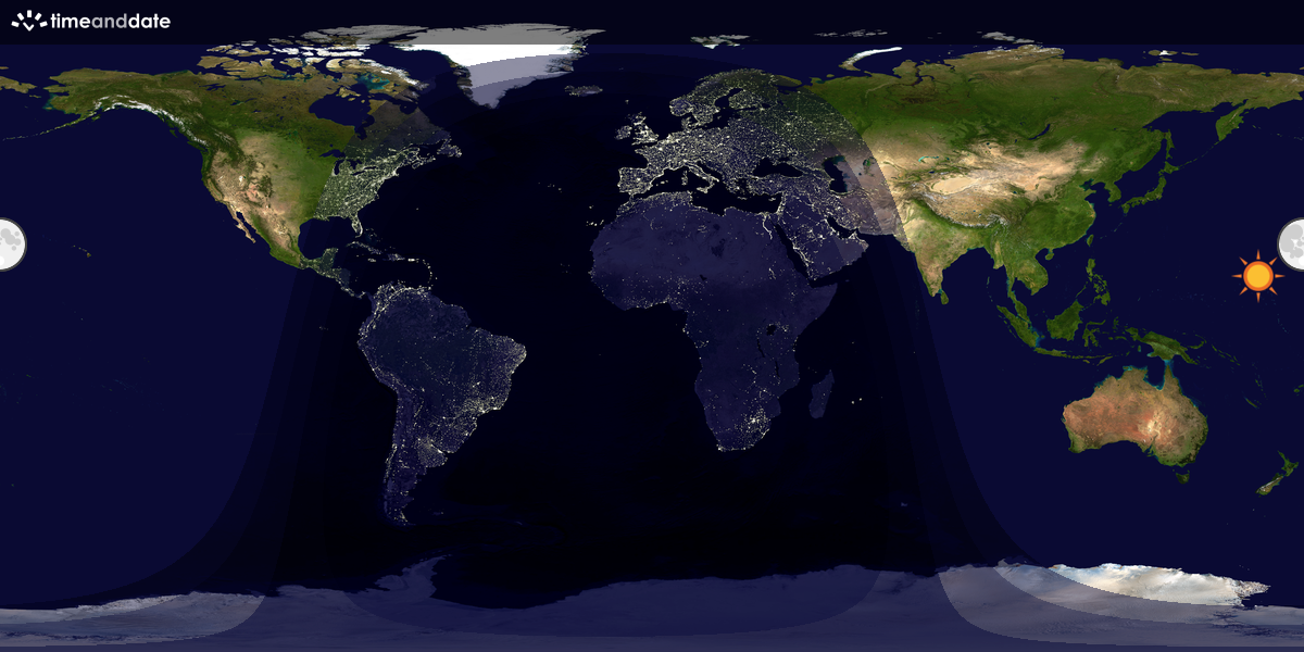 Verdenskart som viser dag og natt 