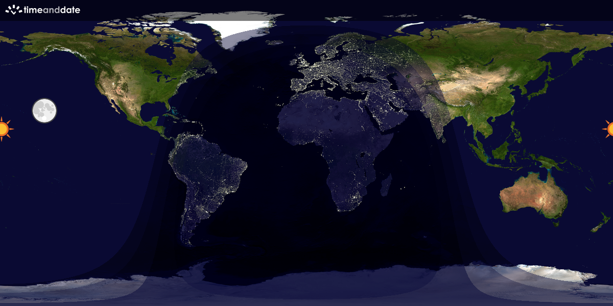 Verdenskart som viser dag og natt 