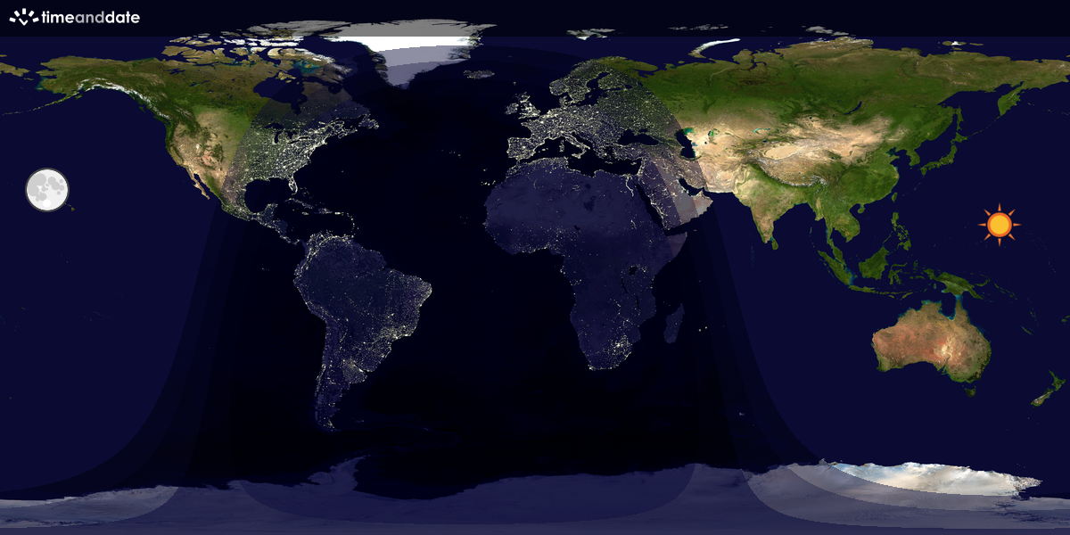 Verdenskart som viser dag og natt 