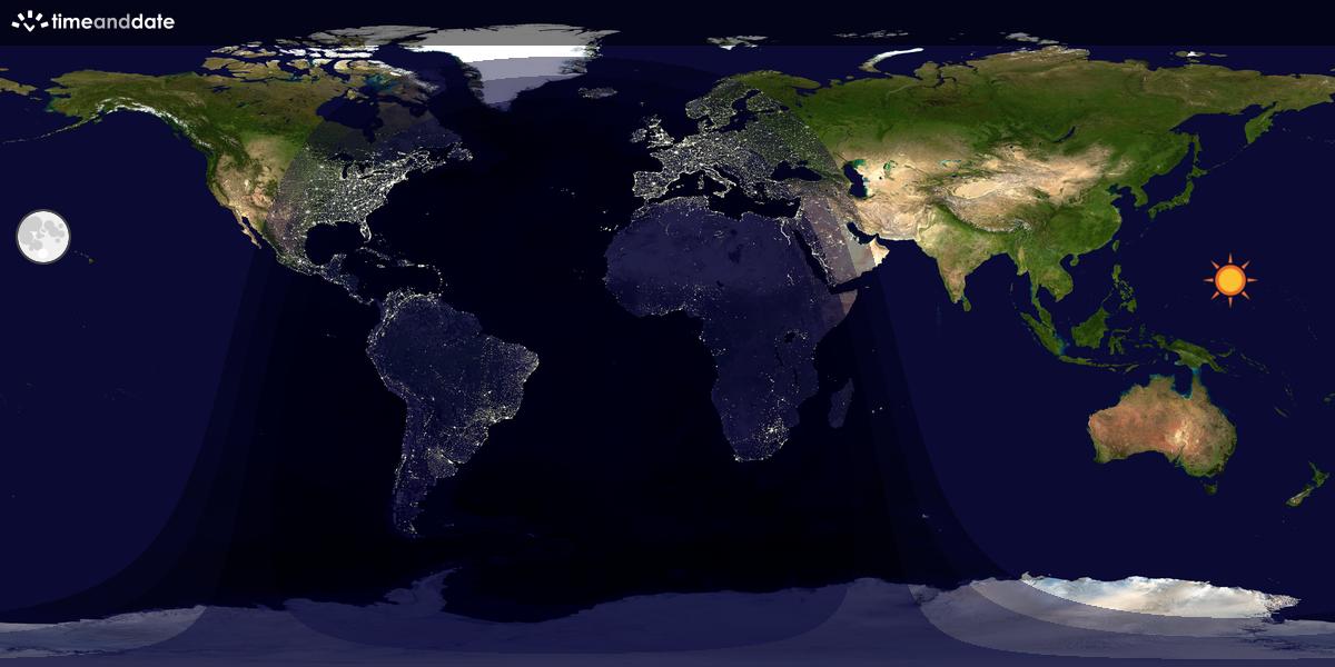 Verdenskart som viser dag og natt 