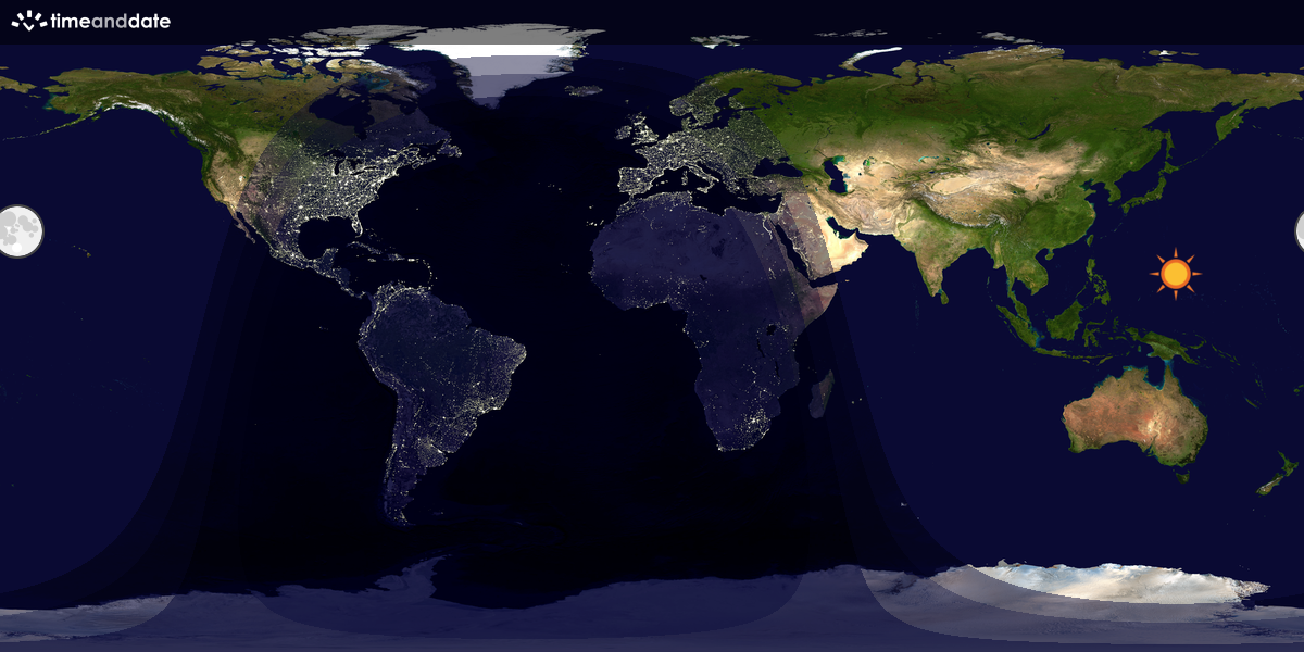 Verdenskart som viser dag og natt 