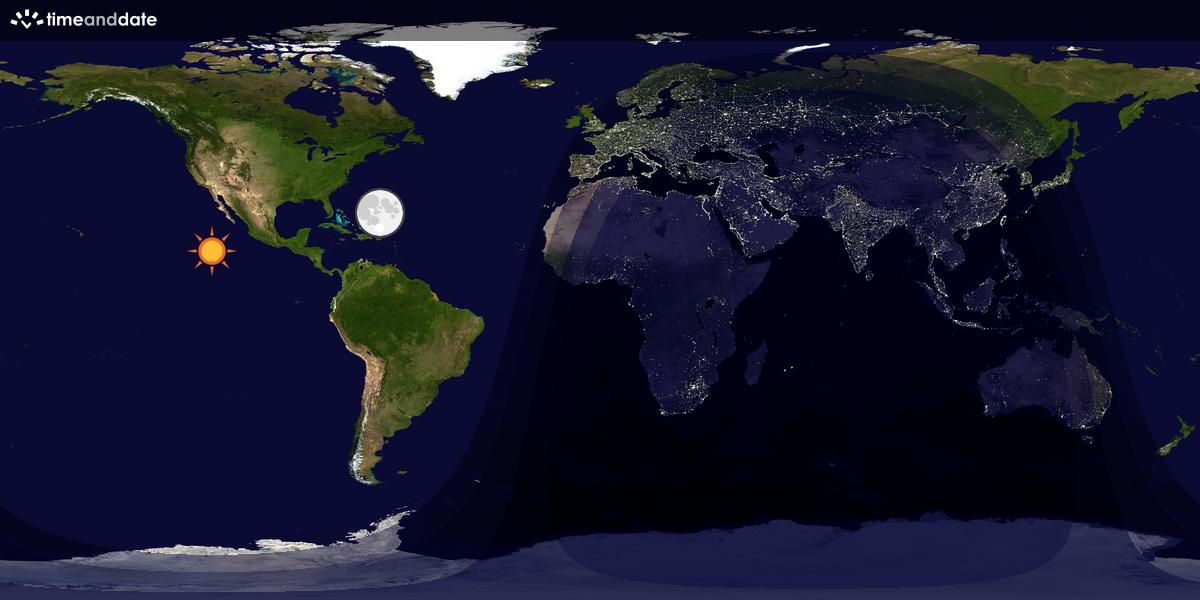 Verdenskart som viser dag og natt 