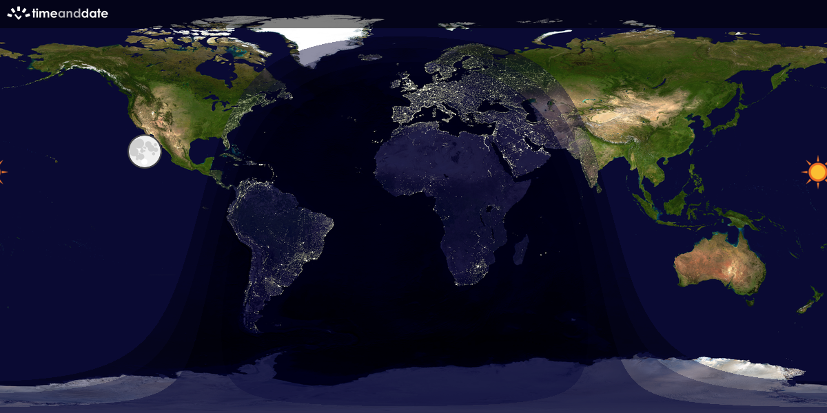Verdenskart som viser dag og natt 