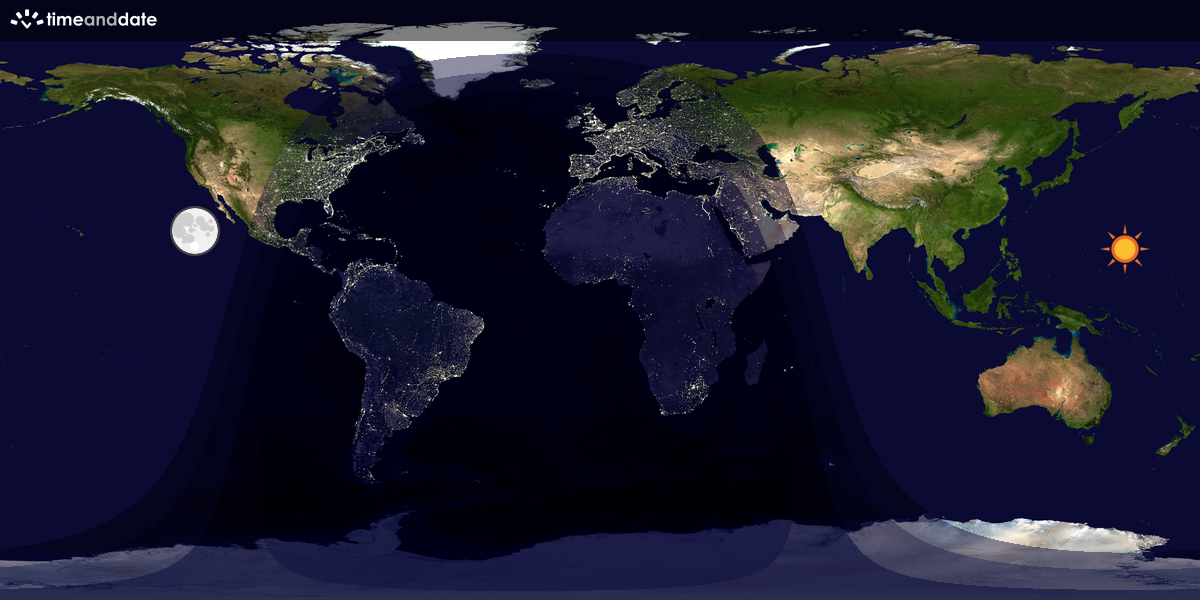 Verdenskart som viser dag og natt 