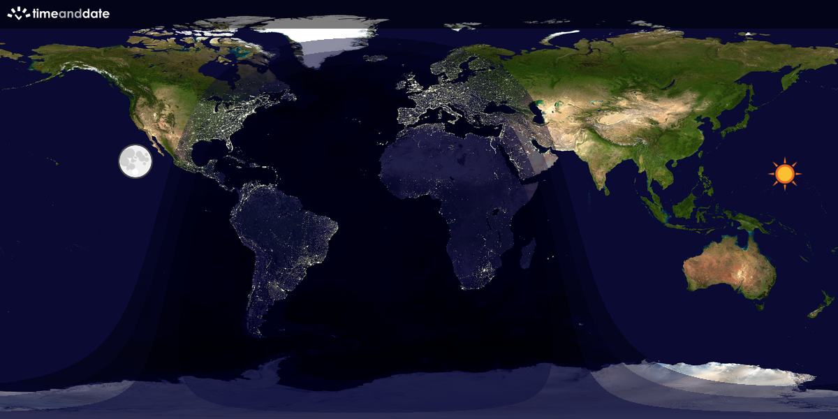 Verdenskart som viser dag og natt 