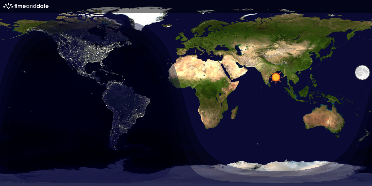 Verdenskart som viser dag og natt 