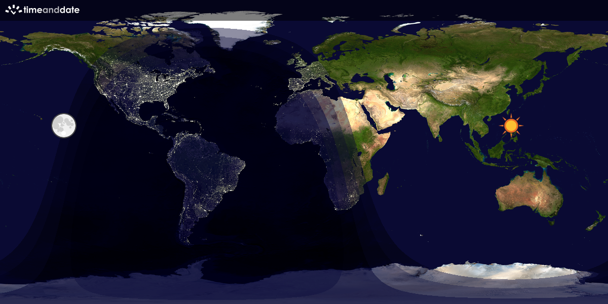 Verdenskart som viser dag og natt 