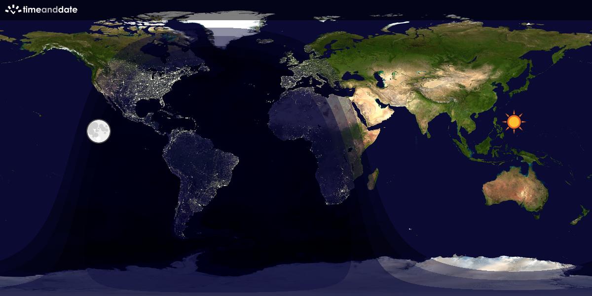Verdenskart som viser dag og natt 