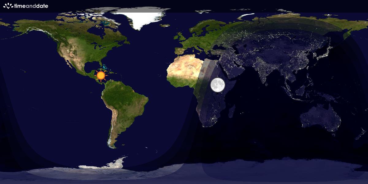 Verdenskart som viser dag og natt 