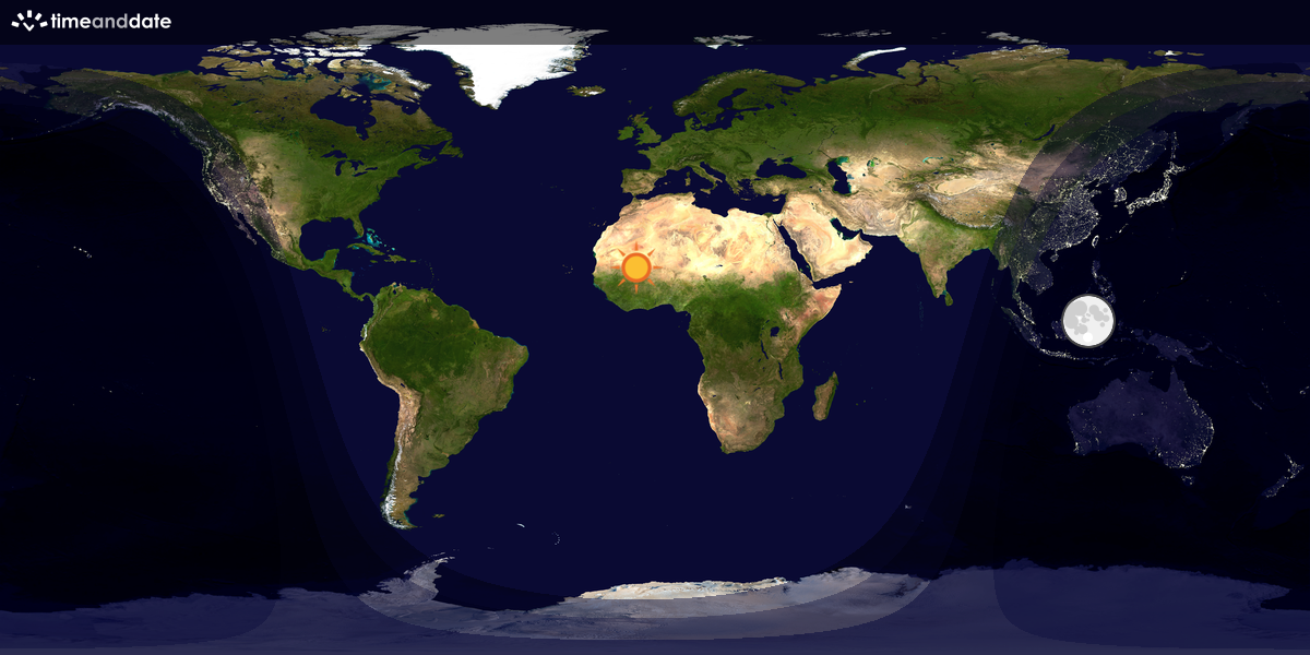 Verdenskart som viser dag og natt 