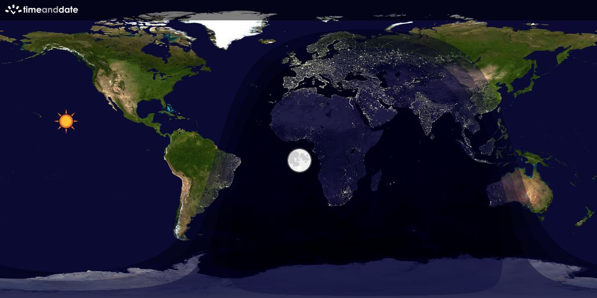 Verdenskart som viser dag og natt 