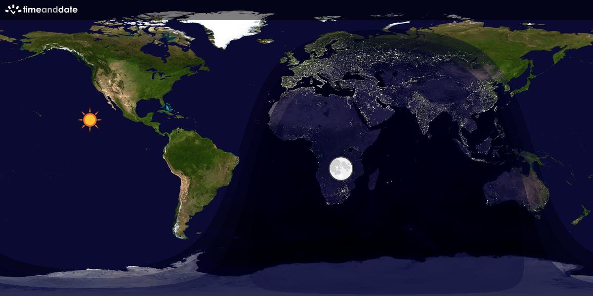 Verdenskart som viser dag og natt 