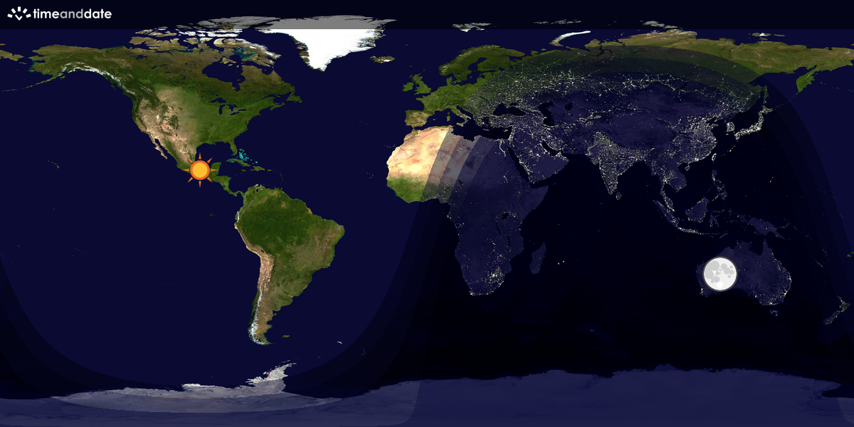 Verdenskart som viser dag og natt 