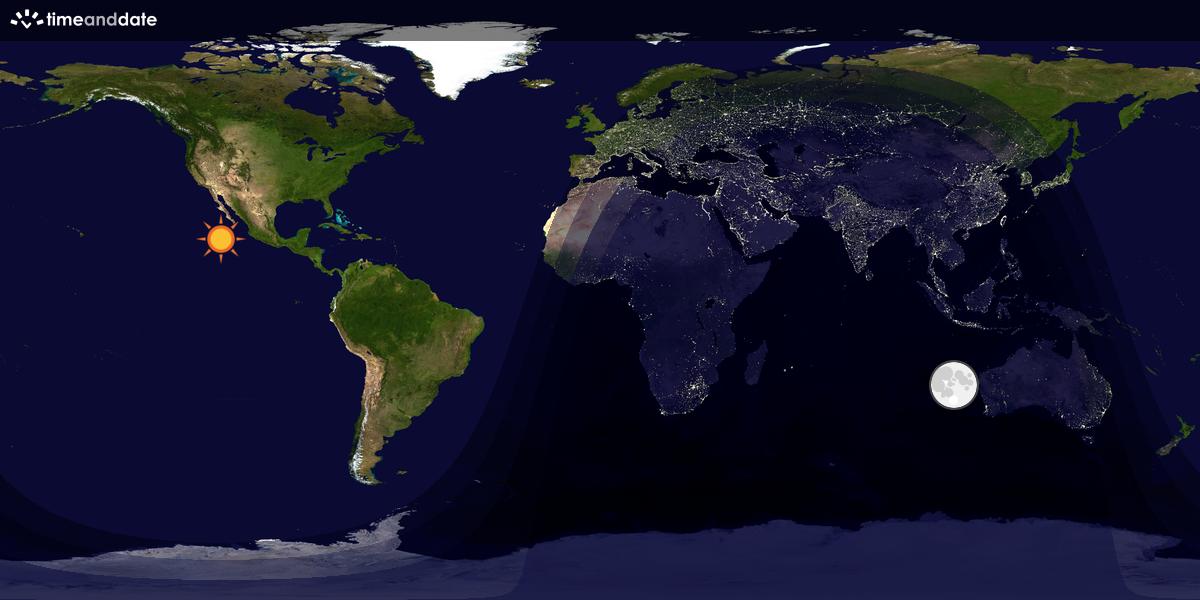 Verdenskart som viser dag og natt 