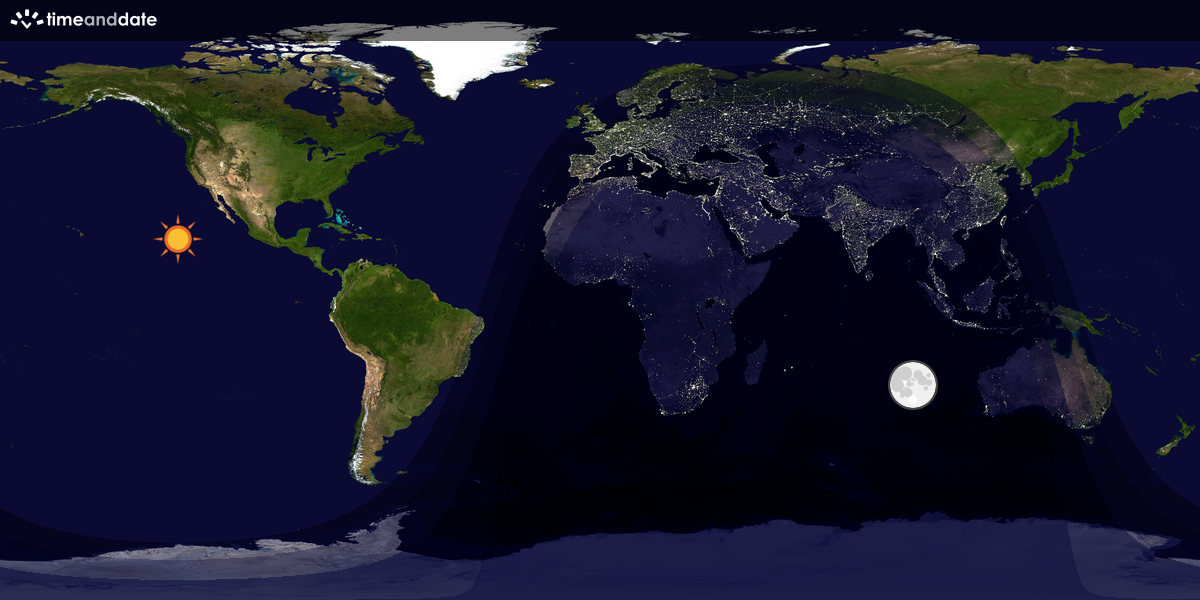 Verdenskart som viser dag og natt 
