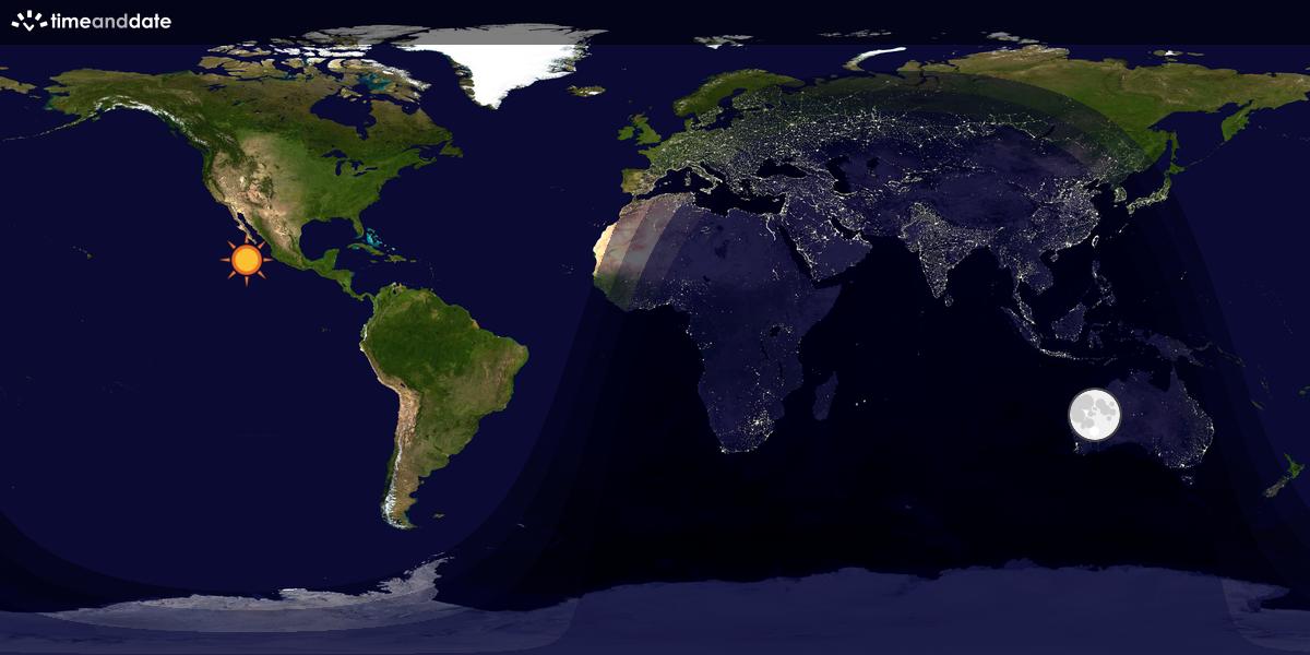 Verdenskart som viser dag og natt 