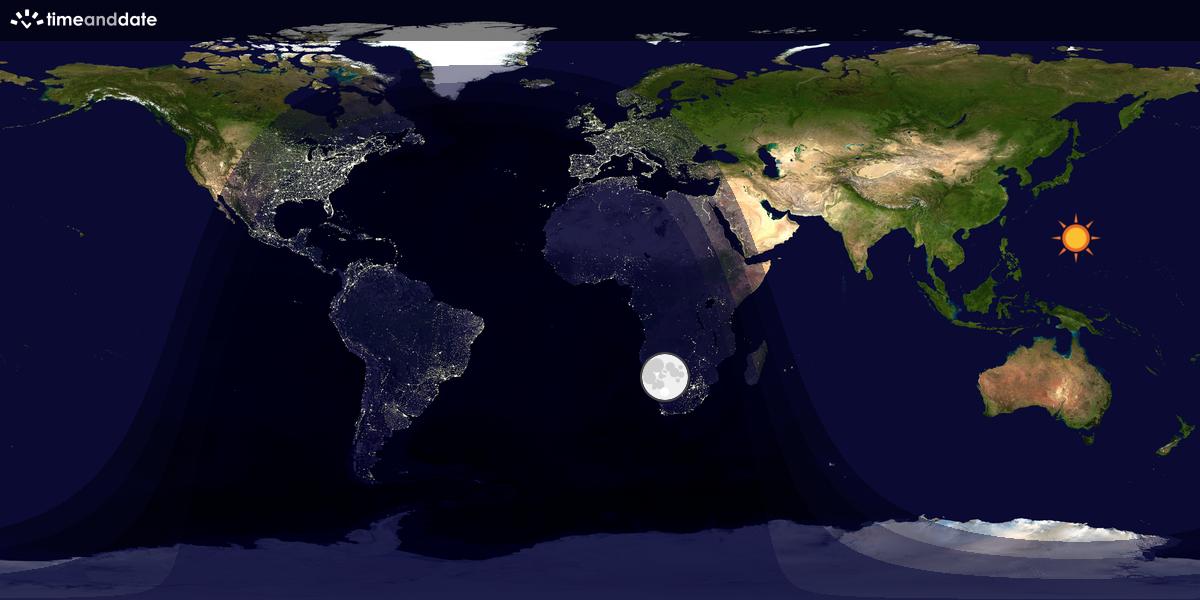 Verdenskart som viser dag og natt 