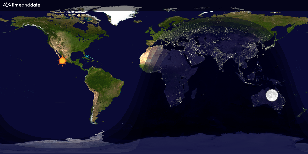 Verdenskart som viser dag og natt 