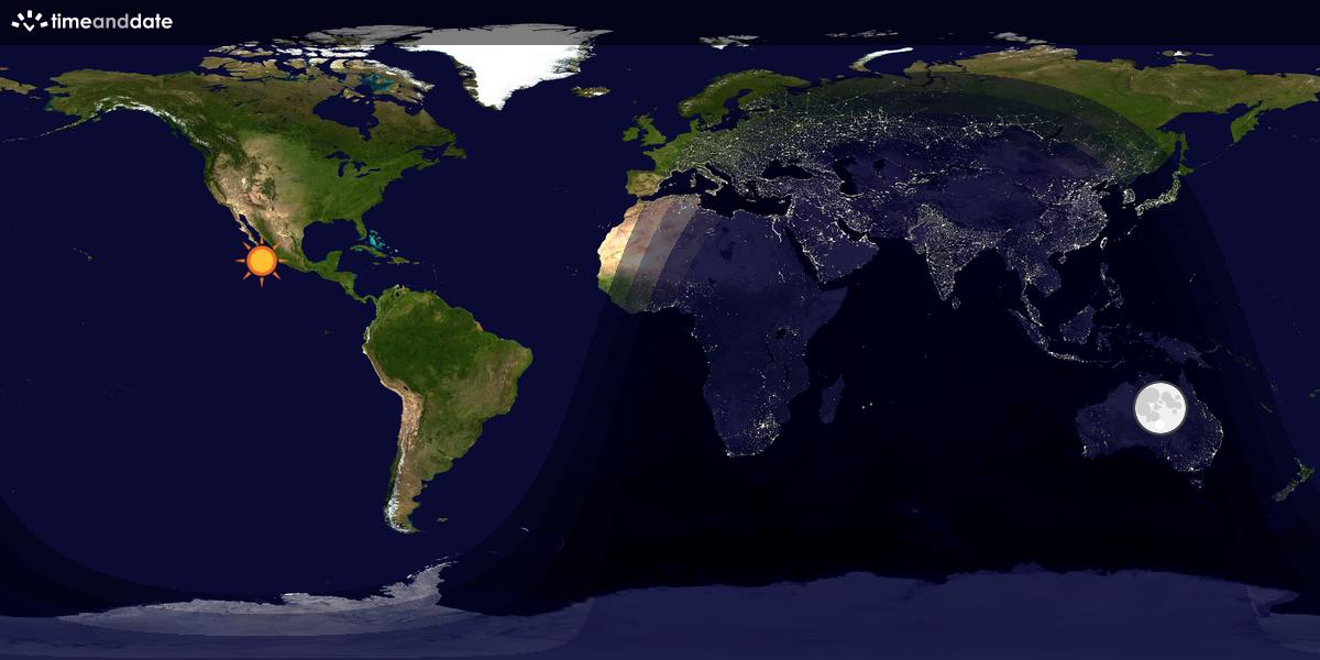 Verdenskart som viser dag og natt 