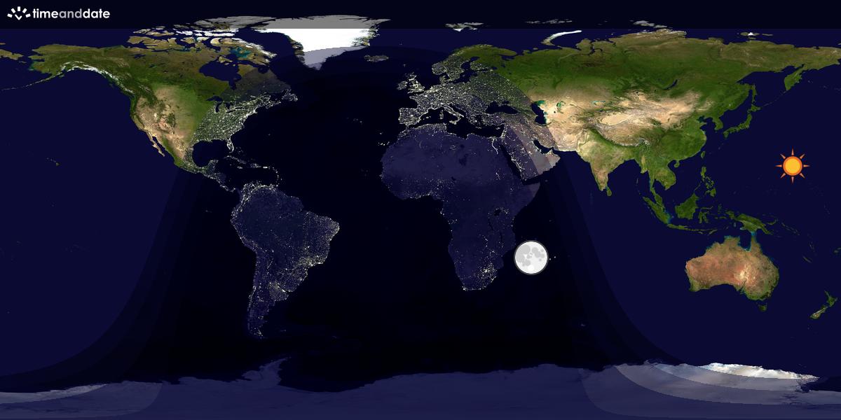 Verdenskart som viser dag og natt 