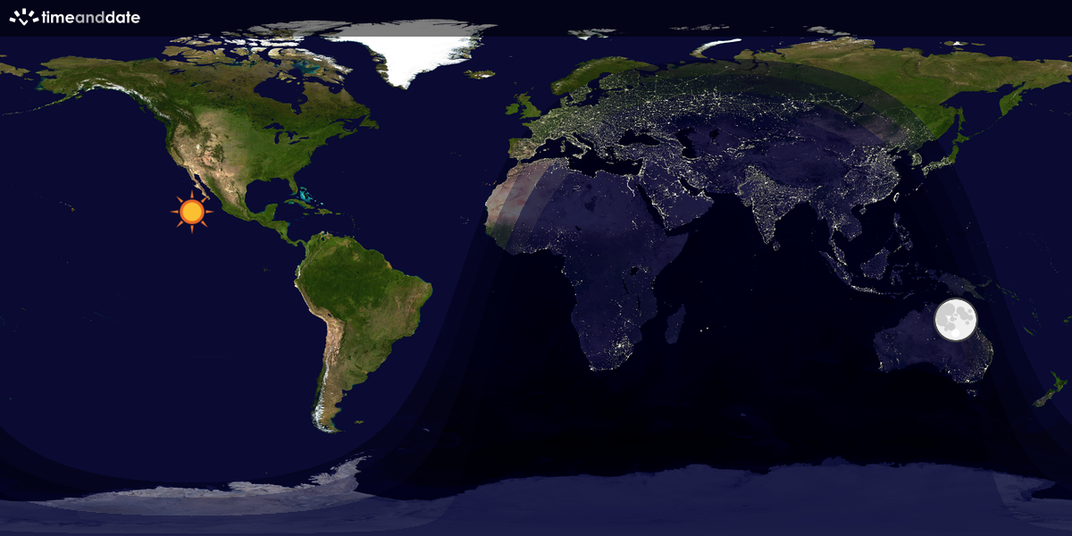 Verdenskart som viser dag og natt 