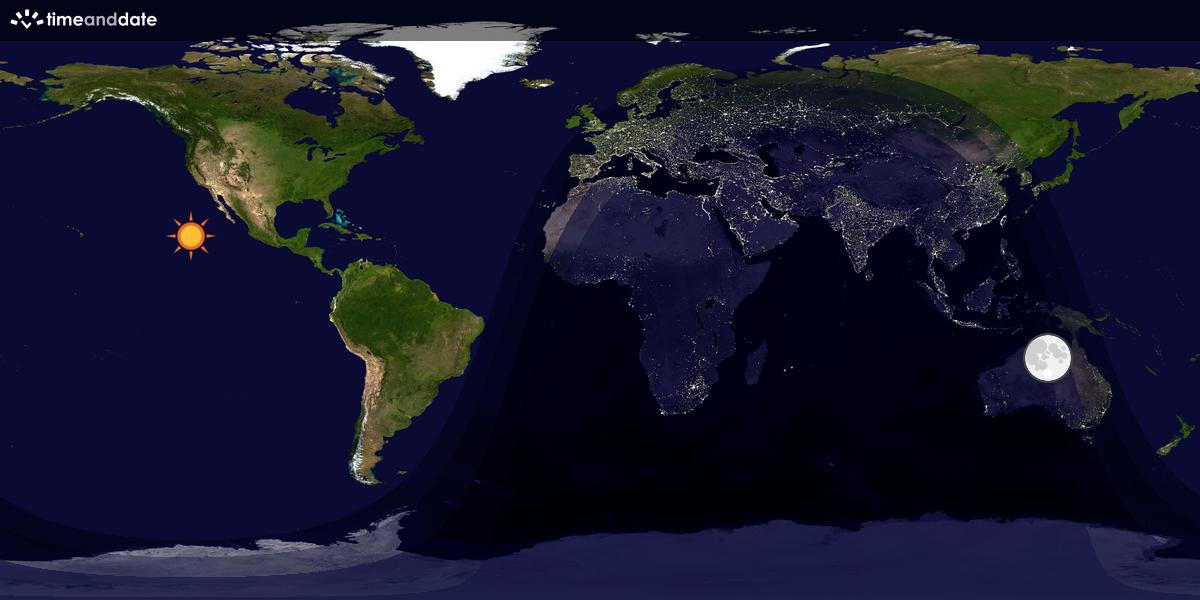 Verdenskart som viser dag og natt 