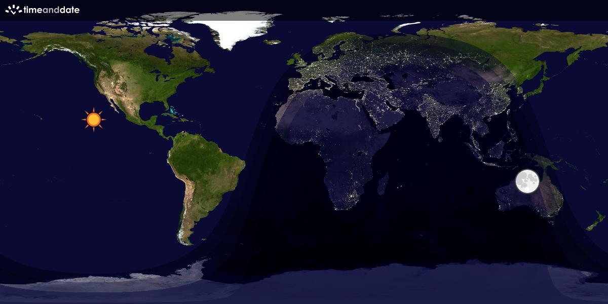 Verdenskart som viser dag og natt 