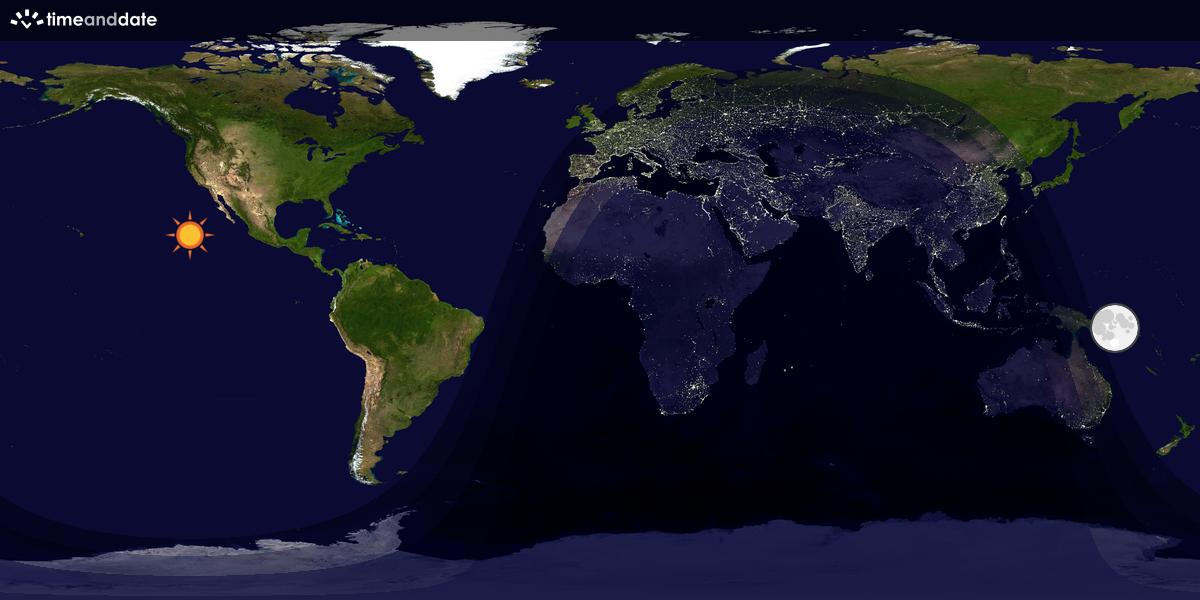 Verdenskart som viser dag og natt 