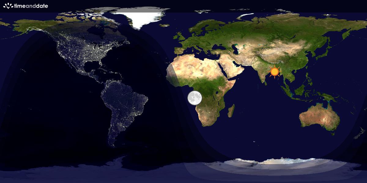 Verdenskart som viser dag og natt 