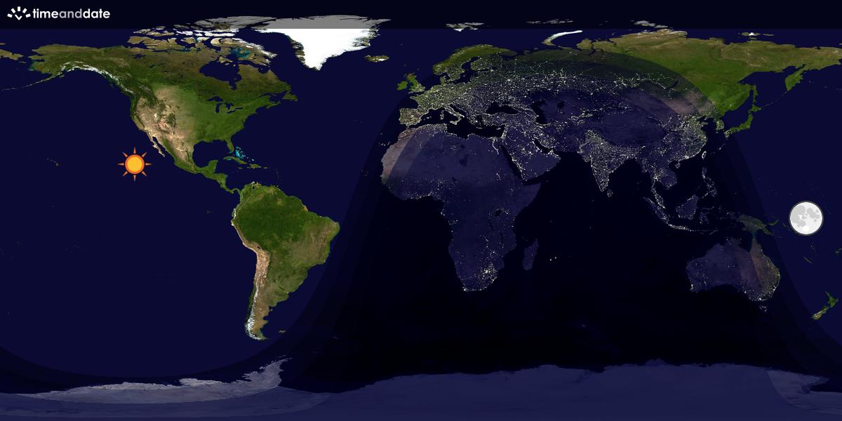 Verdenskart som viser dag og natt 