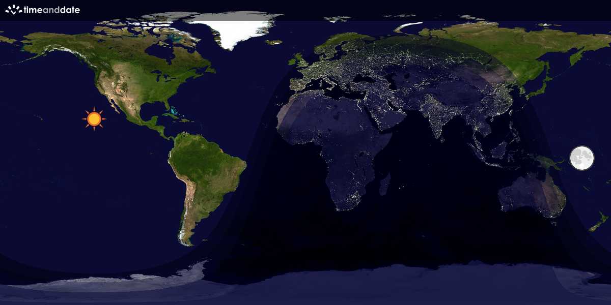 Verdenskart som viser dag og natt 