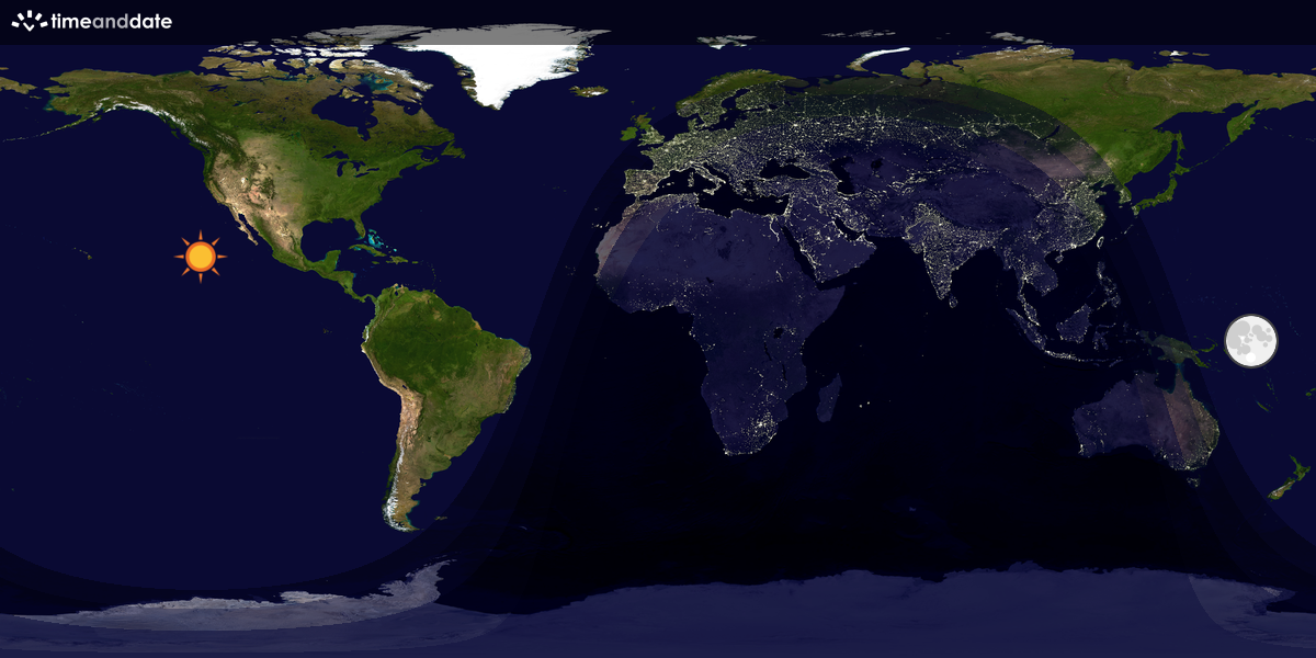 Verdenskart som viser dag og natt 