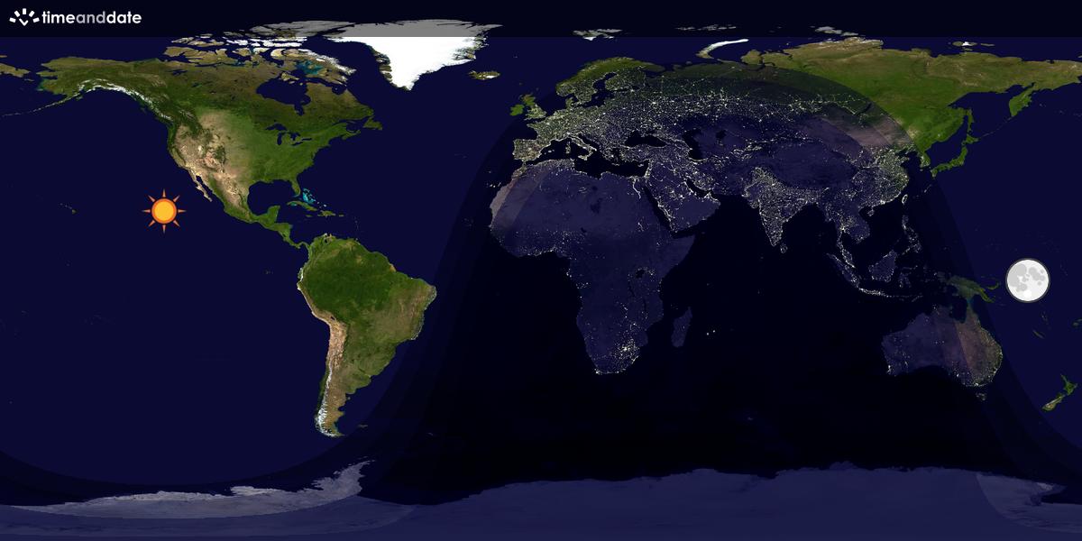 Verdenskart som viser dag og natt 
