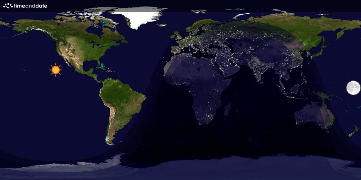 Verdenskart som viser dag og natt 