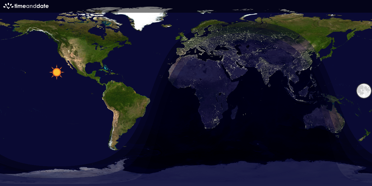 Verdenskart som viser dag og natt 