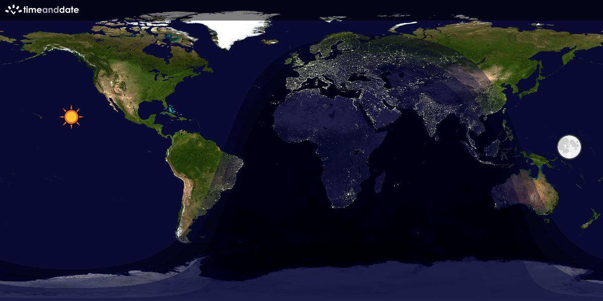 Verdenskart som viser dag og natt 