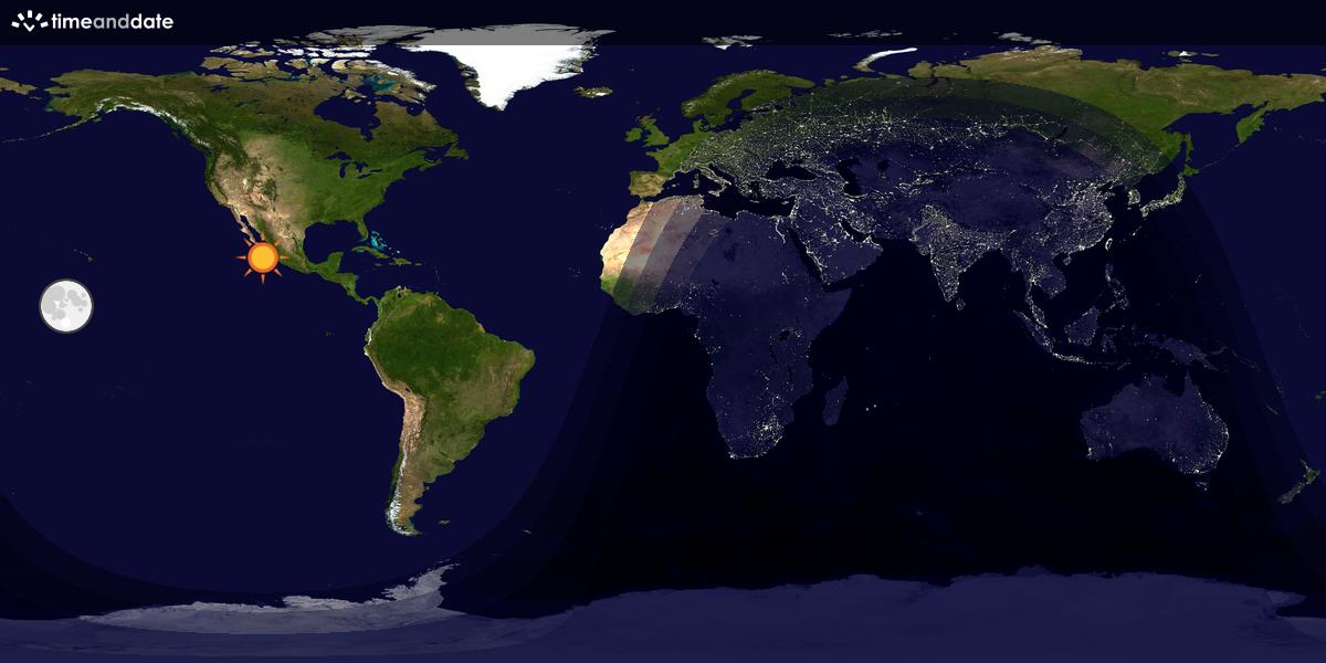 Verdenskart som viser dag og natt 