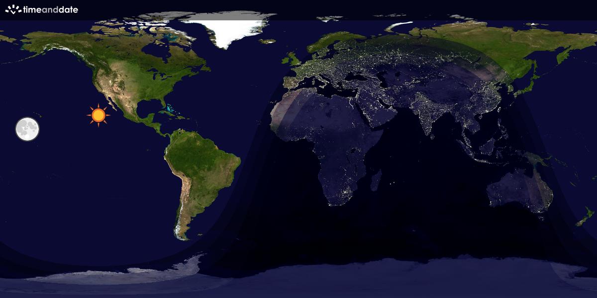 Verdenskart som viser dag og natt 