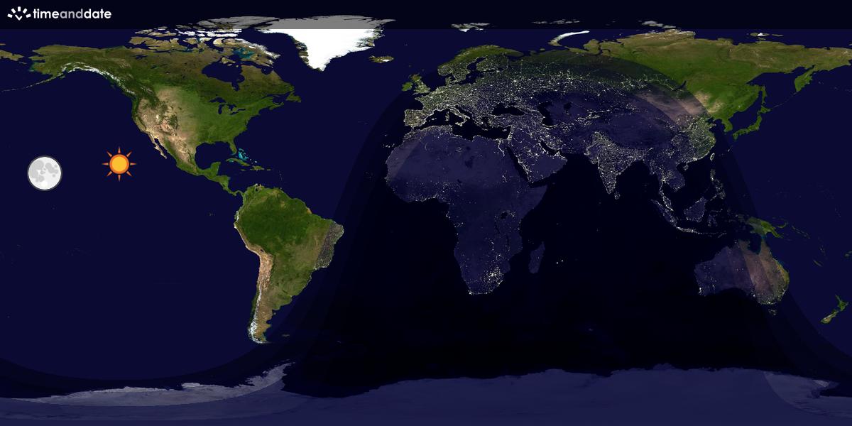 Verdenskart som viser dag og natt 