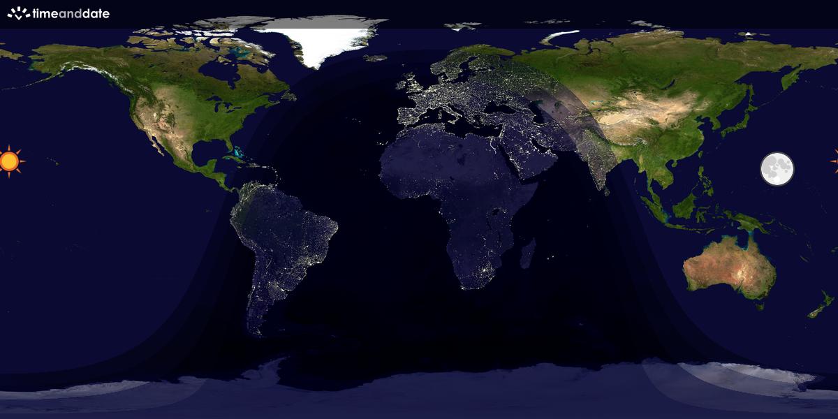 Verdenskart som viser dag og natt 