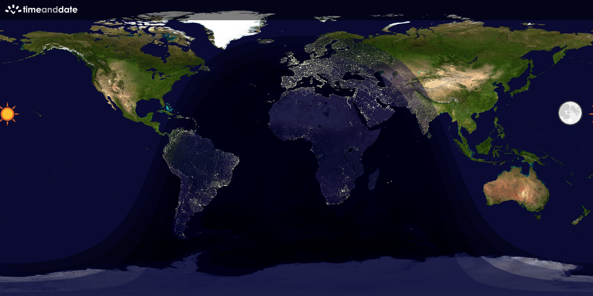 Verdenskart som viser dag og natt 