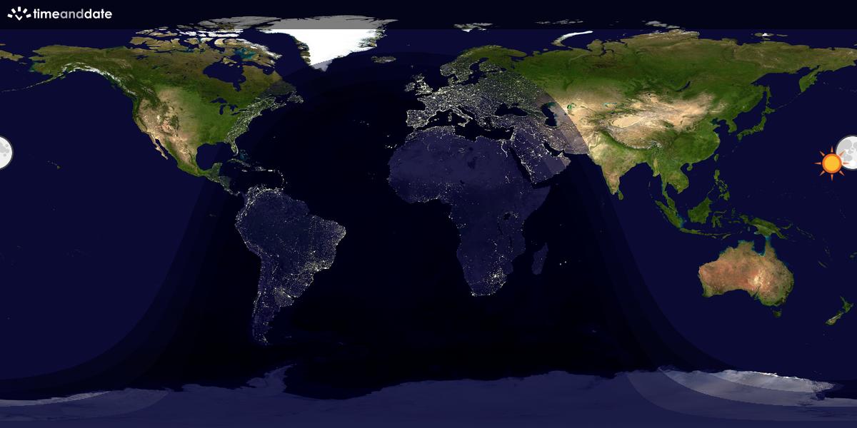 Verdenskart som viser dag og natt 