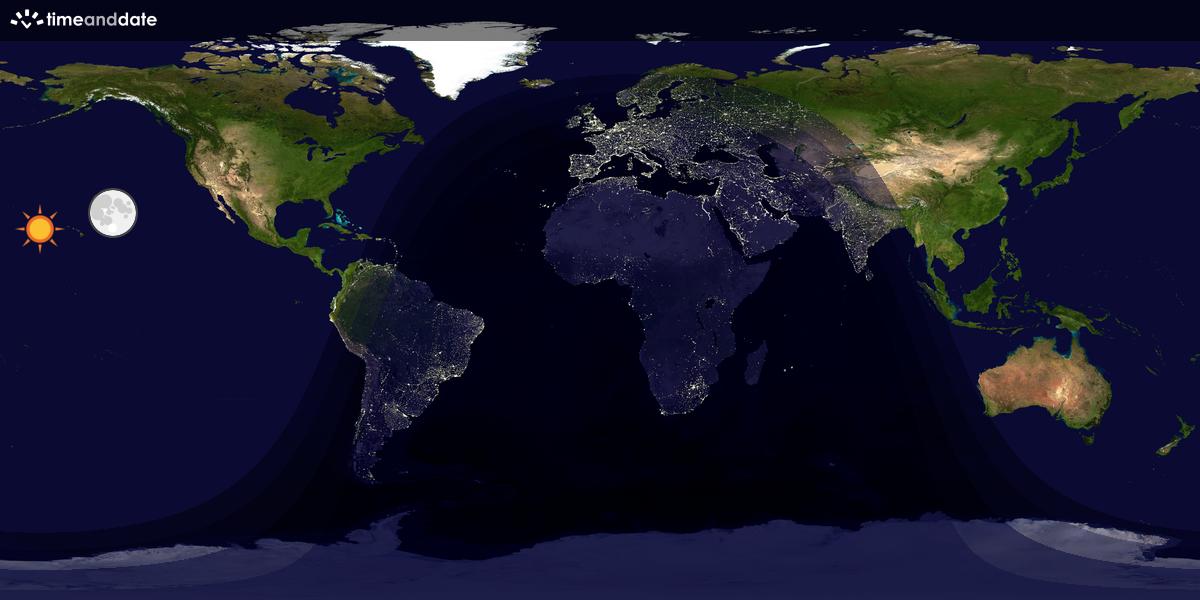 Verdenskart som viser dag og natt 